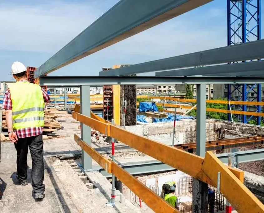 Building site construction for high rise commercial building