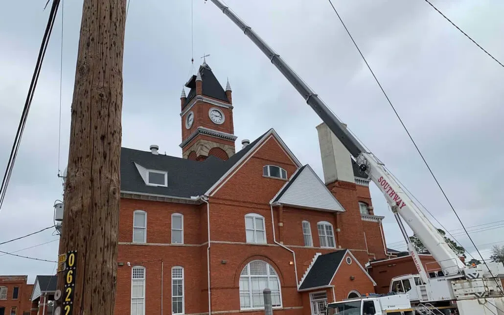 NewImageRoof_Red church getting roof maintenance