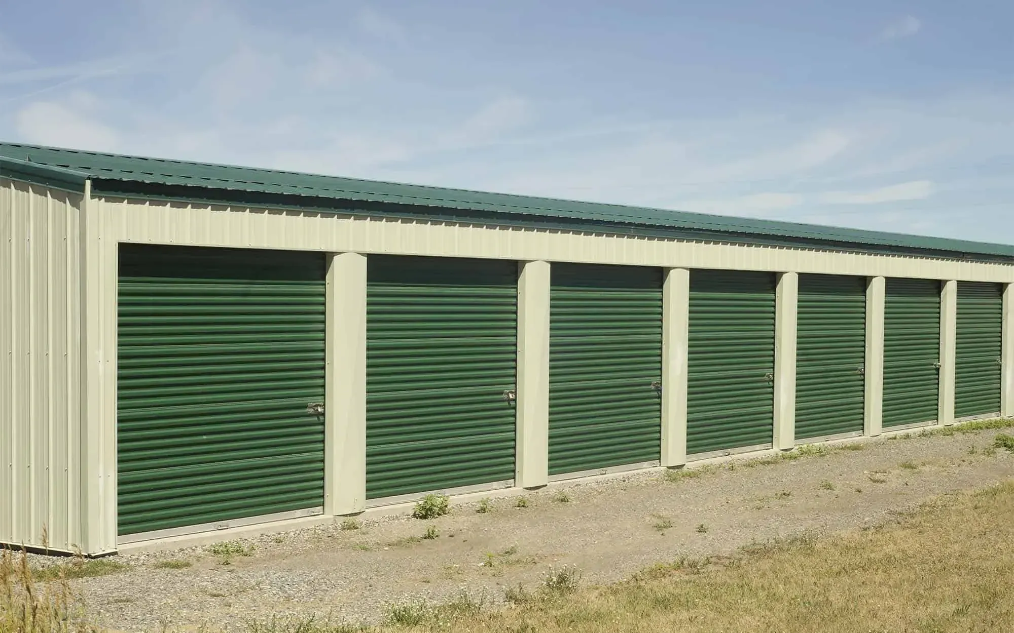 Outer view of green metal storage units
