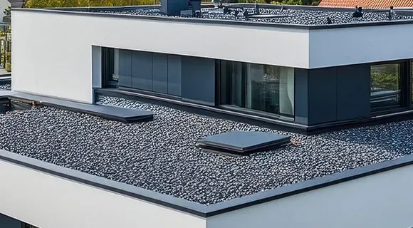 ballasted low slope membrane roof with gravel