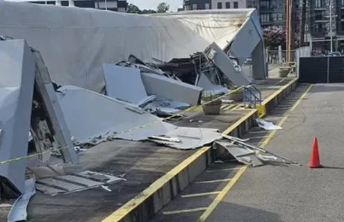 collapsed commercial roof