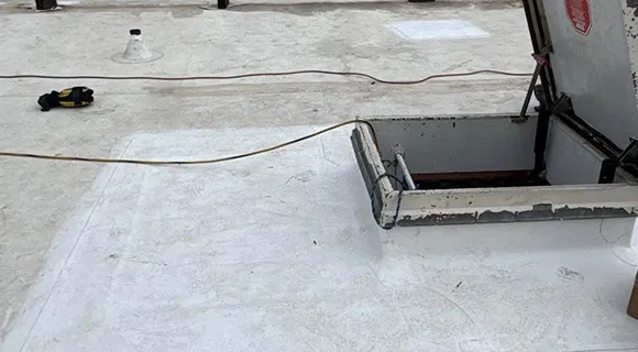 flashing repair around hatch on tpo flat roof