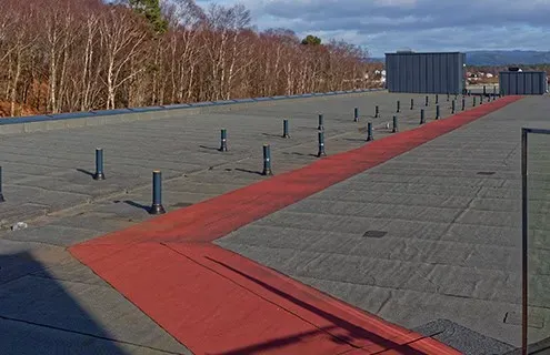 flat roof with reinforced access path