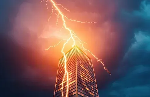 lightning strike on commercial roof