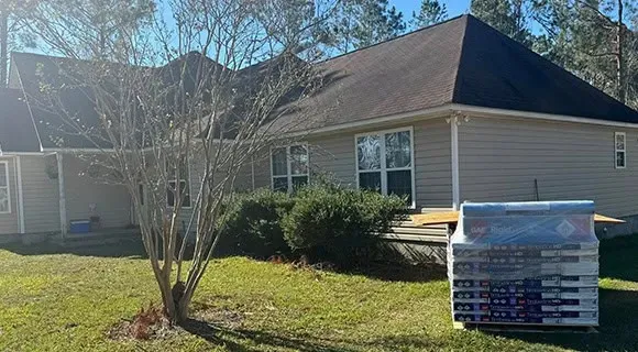 material staging residential roof replacement