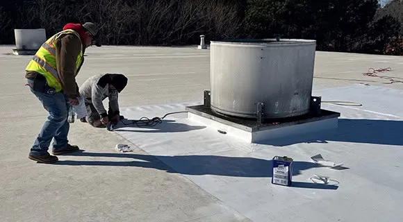 membrane flat roof system repair cleaning
