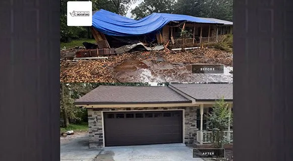 residential roof severe damage