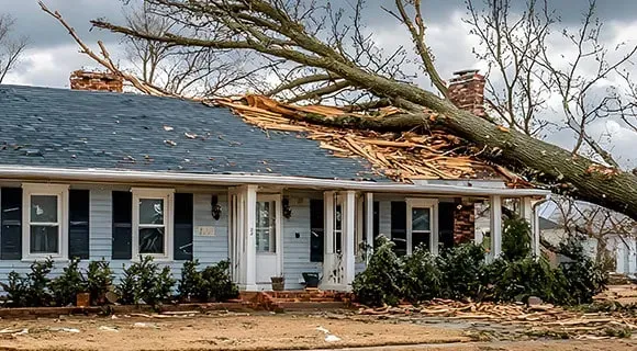 residential roof tree damage