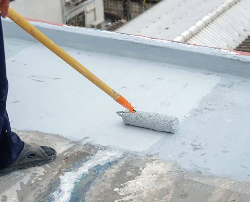 roof coating with silicone on a commercial roof
